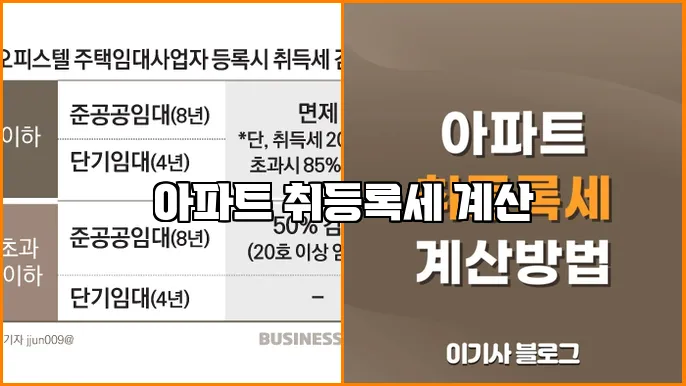 아파트 취등록세 계산