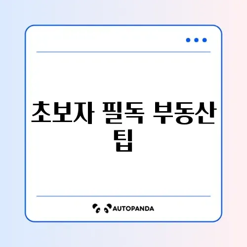 이번 달 초보 부동산 전략 완벽 정리 알아보기