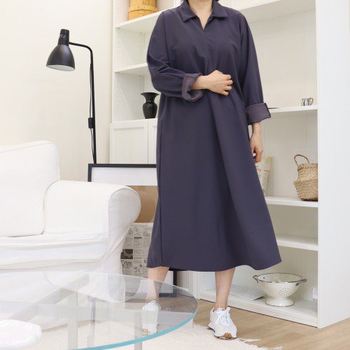 빅사이즈 자체제작 여성 긴팔 카라 셔츠 롱 남방 원피스 박시 루즈핏 면 스판 화이트 블랙