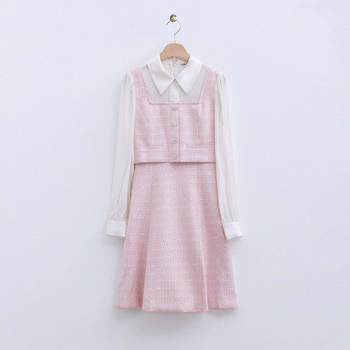 로엠 배색 트위드 미니 원피스 RMOWE49S18