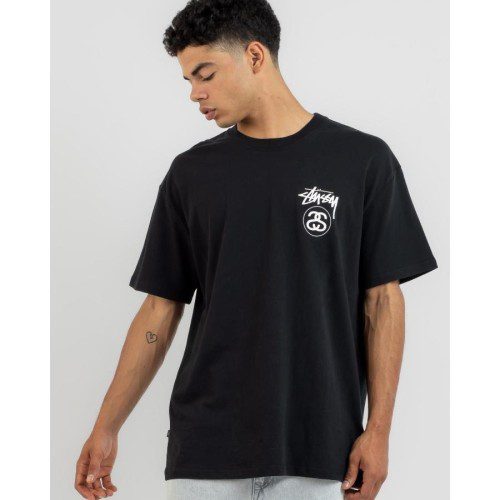 스투시 베이직 로고 반팔티 남성용 솔리드 기본 티셔츠