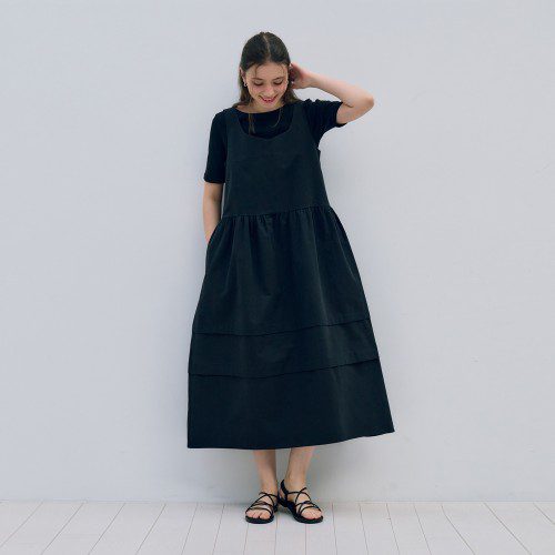 [메타퍼] 여성 뷔스티에 데일리룩 하객 롱 원피스 코지 블랙