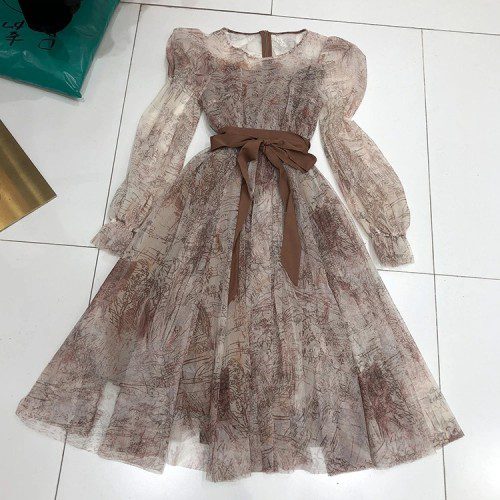 여신 몽환 우아 고급 럭셔리 회화 크로키 메쉬 쉬폰 레이스 시스루 롱 원피스 수입명품