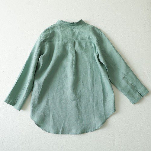 하마마스 프릴넥 린넨 셔츠블라우스