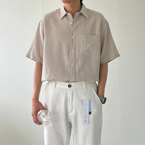 남자반팔셔츠 여름 오버핏 쿨남방 남자린넨셔츠