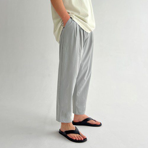 남성냉장고바지 냉감바지 투턱 아이스 9부 와이드 밴딩 팬츠