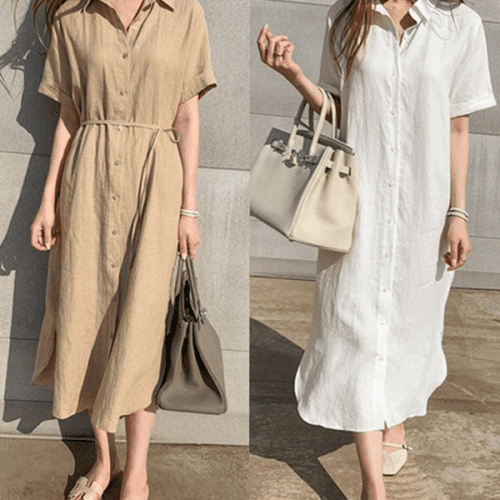 루즈핏 여성 린넨 원피스 데일리 여성 롱 원피스 여름 코튼
