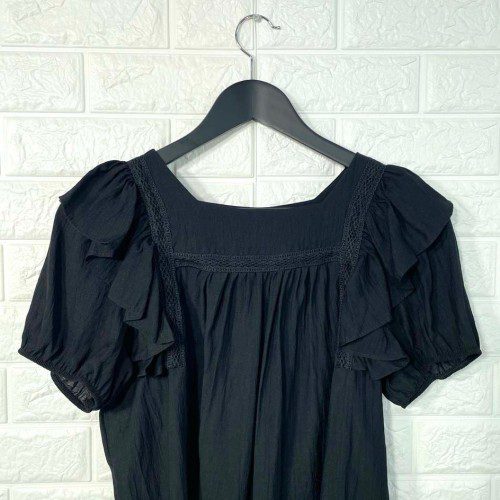 아사면 양프릴반팔블라우스 레이스펀칭 시원한여름블라우스 캐쥬얼 하객룩 여름스트릿패션