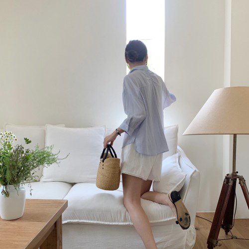 오버핏 텐셀 주름 여성 린넨 셔츠 블라우스 7부 여름 남방 리넨 썸머브라우스 여자 여름셔츠