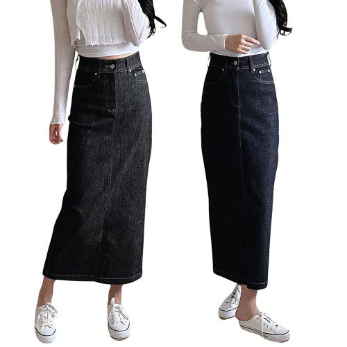 여성 청치마 롱 미니 스판 밴딩 키작녀 빅사이즈 데님스커트