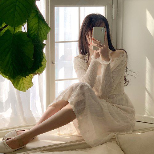 에르벨 2기장 샤 레이스 웨이브 프릴 나시 원피스 op15971