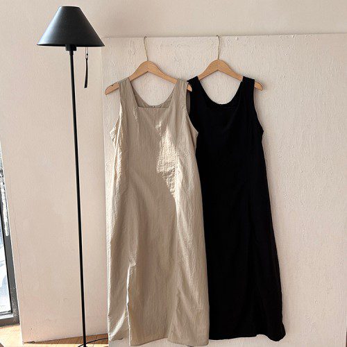 루즈핏 나시 롱 원피스 스퀘어넥 여름 휴양지 원피스 바스락 나일론 시원한 원피스 바캉스룩