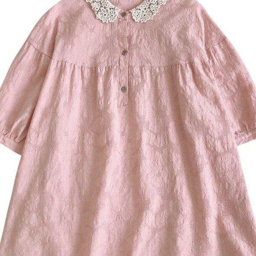 린넨 펀칭 레이스 블라우스 여성 루즈핏 셔츠