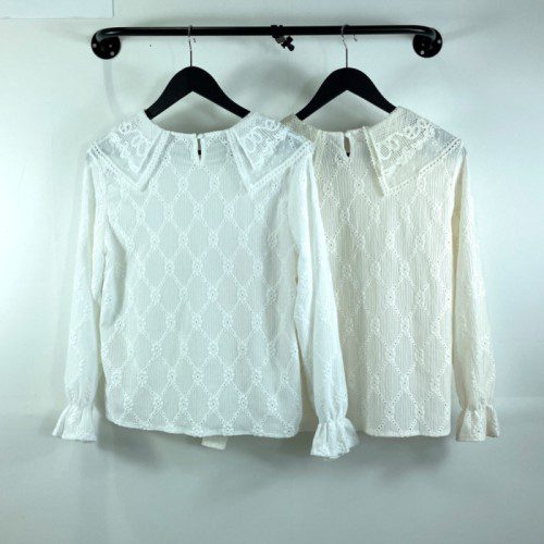 펀칭 망사 이중카라 화이트블라우스 봄 블라우스 여리여리