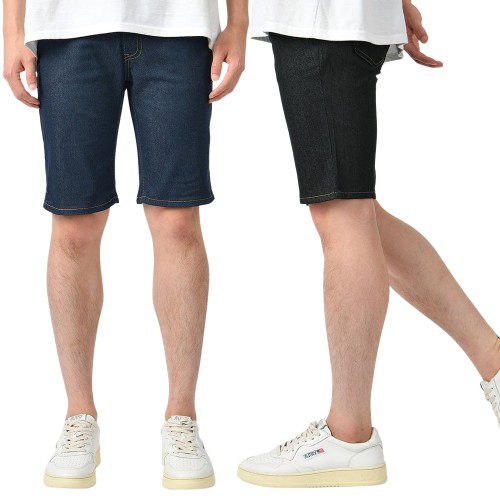 남자 청반바지 스판 밴딩 생지 논페이드 5부 데님 팬츠