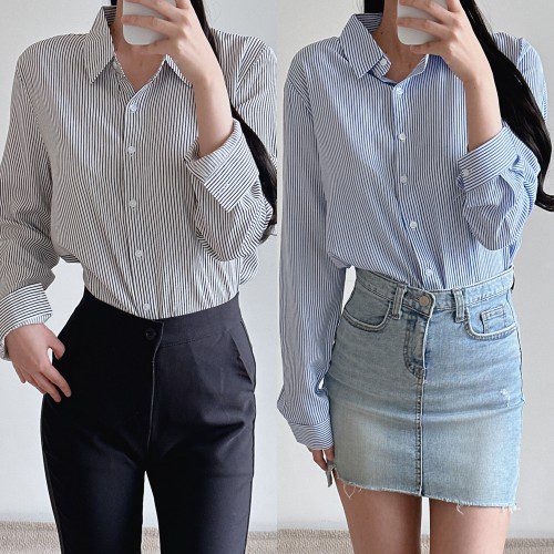 여성 블라우스 링클프리 구김없는 셔츠 퍼프 크롭 카라 긴팔 반팔 빅사이즈