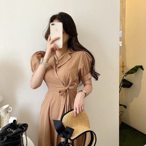 라드린 리넨 랩원피스 (리본,스트랩,셔츠원피스) [비비아레이디]