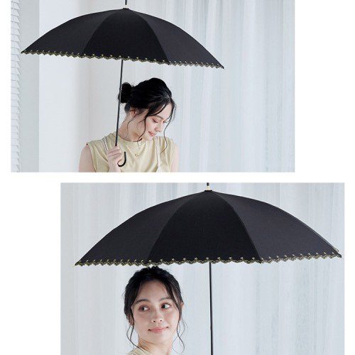 Wpc 골드 자수 장양산 여성용 우양산 일본양산 UV차단 블랙