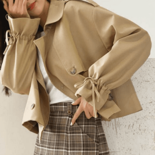 루즈핏 숏 트렌치 코트 캐주얼 여성 숏 트렌치 코트 데일리