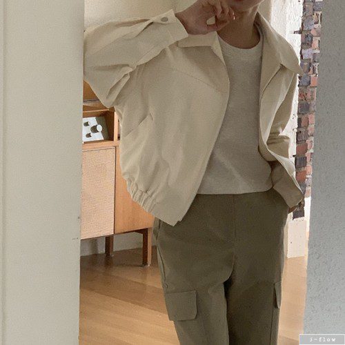 크리켓 블루종 카라 크롭 집업 점퍼 4col 봄 가을 코튼 데일리 밴딩 자켓 제이플로우