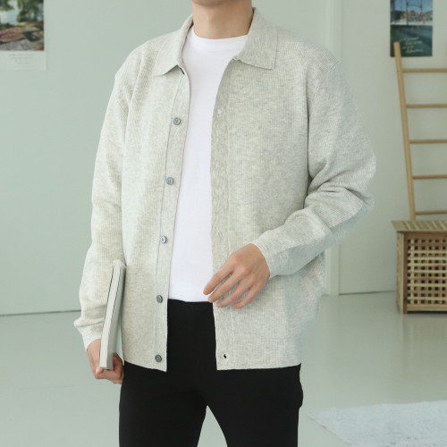 남자가디건 캐시미어 하찌 카라 가디건
