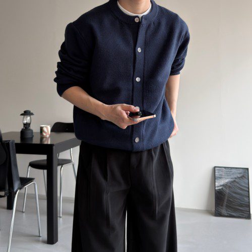 남자라운드가디건 남자오버핏가디건 블랙, XL