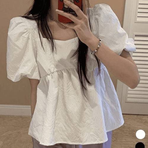 스퀘어넥 블라우스 플레어 여성 블라우스 루즈핏 데일리 여름