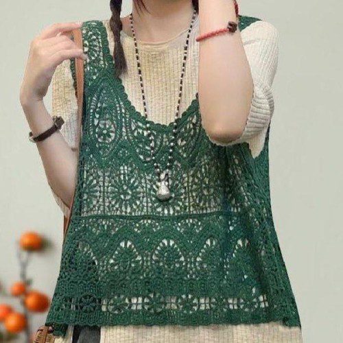 크로셰 뷔스티에 레이스 여성 숏 조끼 여름 커버업 bying24