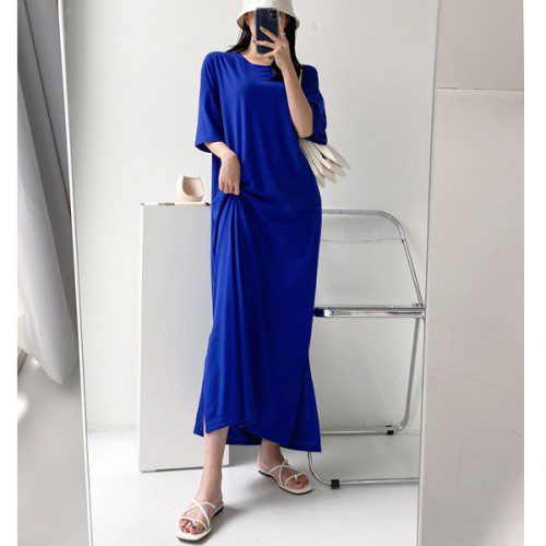 반팔 롱 원피스 트임 루즈핏 데일리 원데이핏 ONeday Fit