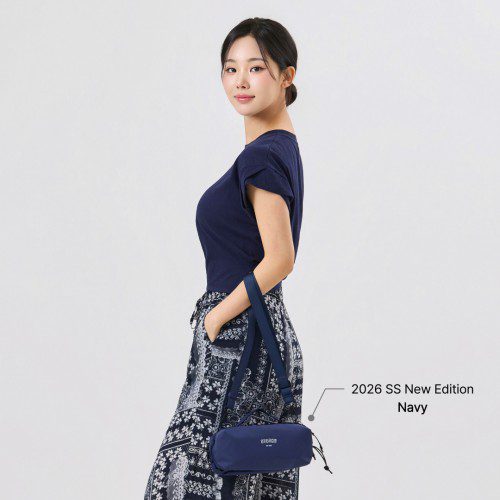 스태슈 RFID차단 도난방지 크로스백 여행용 여권가방 방검 힙색 커플 아이보리+블랙